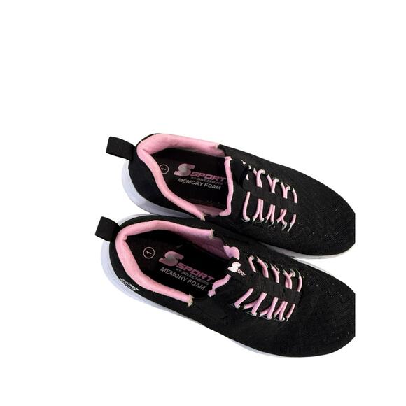 S Sport By Skechers Kids' Vana Sneakers - Black Pink - Size 1 - Picture 2 of 7